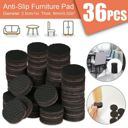 TSV 36pcs Non-Slip Felt Furniture Pads 1'' Thick Anti Slip Self Stick Furniture Feet Felt Hardwood Stopper Self Adhesive Round Anti Skid Chair Couch Sofa Gripper Protector for Hardwood Floor
