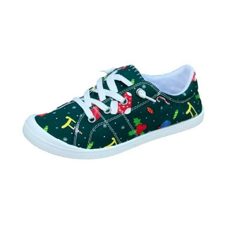 

Honeeladyy Women s Fashion Casual Lace-Up Walking Shoes Soft Lightweight Shoes Christmas Women s Plus Size Cloth Shoes Army Green Sales