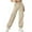 Beige, variant on Women's High Waisted Cargo Pants Travel Y2k Streetwear Baggy Stretchy Trousers with Multiple Pockets Drawstring Ankle Loose Comfy Solid Color Joggers Army Green XS