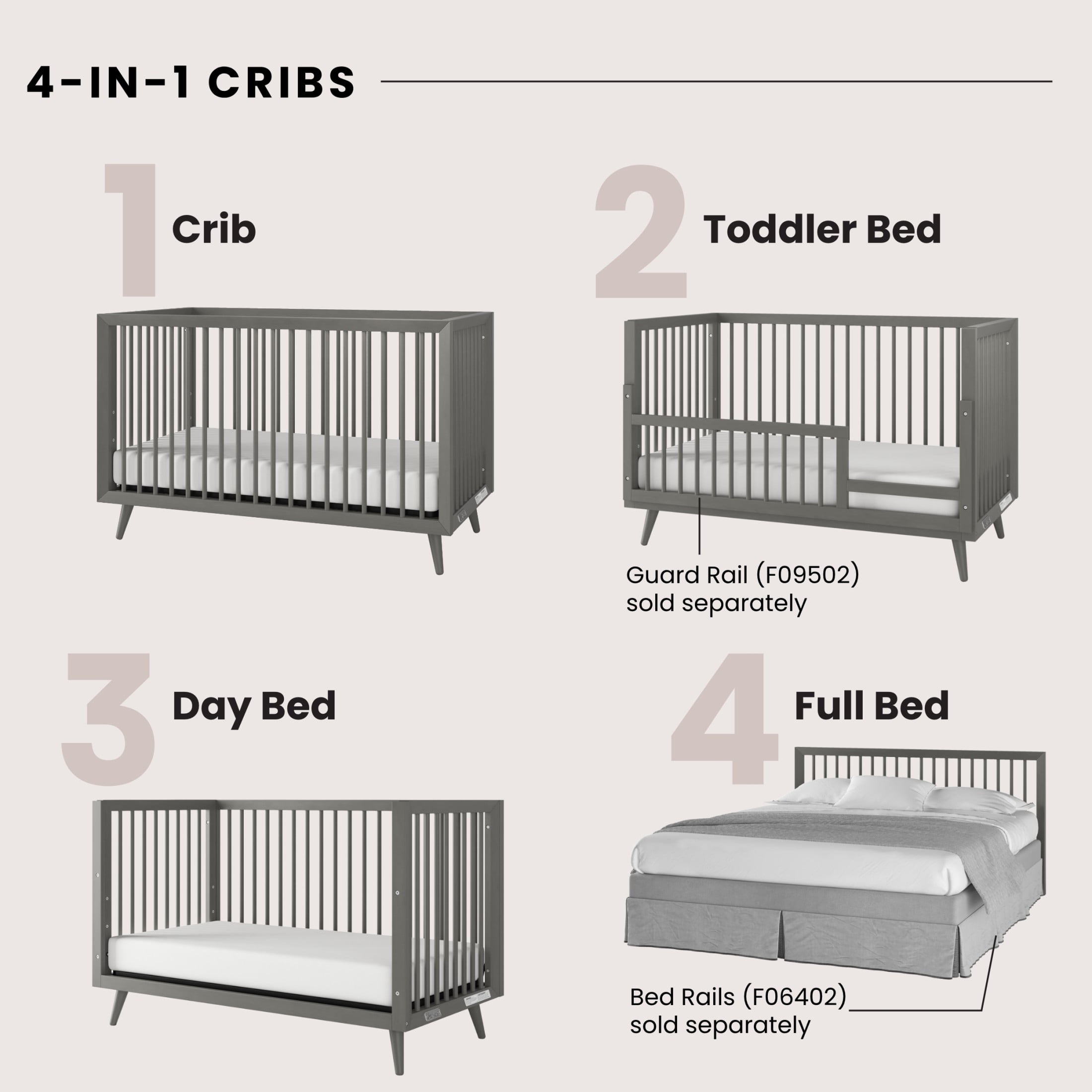 Child Craft Cranbrook Crib, Dresser & Chest Nursery Set, 4-in-1 Convertible Crib, Lunar Gray, 3-Piece