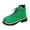 Green, variant on Women's Suede Combat Boots Comfortable Wide Toe Box Lace Up Mid Calf Booties Platform Lug Sole Non Slip Riding Boots Gray Size 6