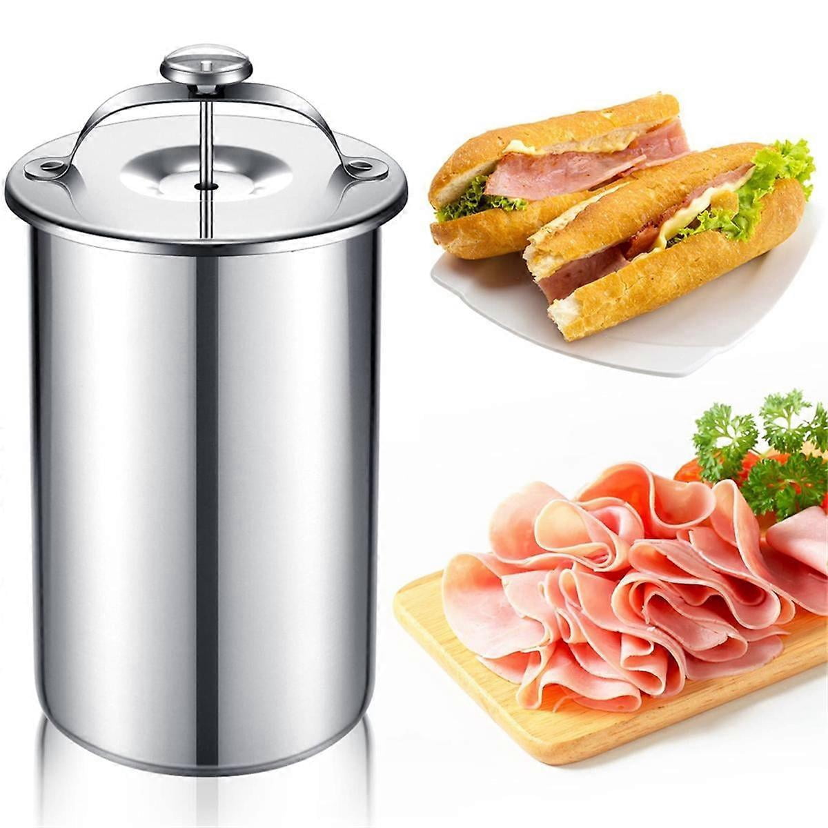 Meat Press Maker Stainless Steel Ham Press Maker with Thermometer Sandwich DeliMeat Press Bacon Ham Maker for MakingSilver