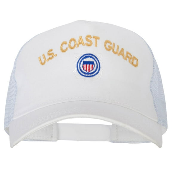 US Coast Guard Logo Embroidered New Big Size Trucker Mesh Cap - White XL-3XL