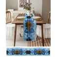 thumbnail image 3 of ERUNPONLY Blue Mountain Table Runner - 60 Inch Long Modern Art Farmhouse Forest Cotton and Linen Blended Dress Scarves Farmhouse Table Runner for Kitchen Dining, Coffee Table, 13"x60", 3 of 8