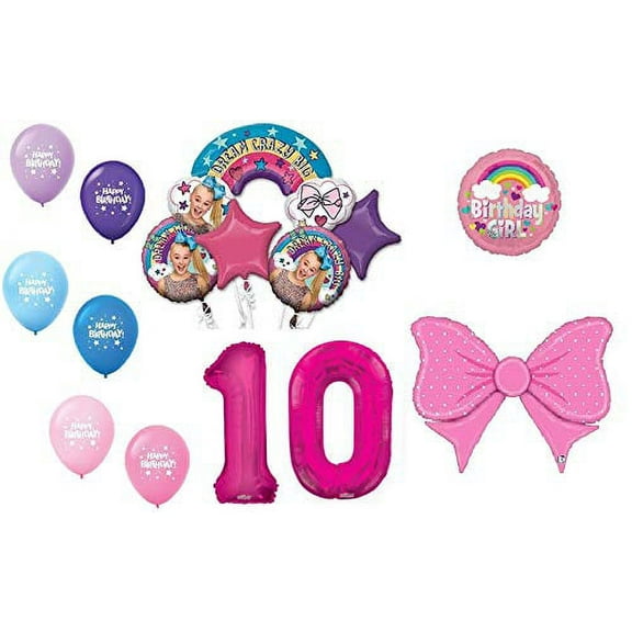 JoJo Siwa 10th "10" Pink Bow Happy Birthday Party Dream Crazy Big Decoration Balloon Bundle Set