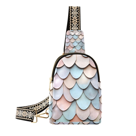 FORMRS Womens Crossbody Sling Bag Travel Daypack Shoulder Chest Backpack, Blue Shimmering Pattern