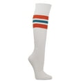 thumbnail image 3 of Couver White Triple Stripes Baseball Softball Athletic Tube Knee High Socks, Dark Orange / Teal Medium, 3 of 7