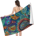 thumbnail image 2 of PHYHOO Bohemian Floral Patterns Beach Towel, Sand Free Microfiber Beach Blanket, Quick Dry Absorbent Bath Towels for Swimming Pool, Camping, Picnic, Yoga Gym Sports 30x60in, 2 of 8