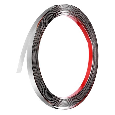 Uxcell Silver Trim Peel and Stick, 32.8ft x 0.4" Stainless Steel Mirror Finish Molding Tape Strips for Wall Cabinet Tile Edge Molding