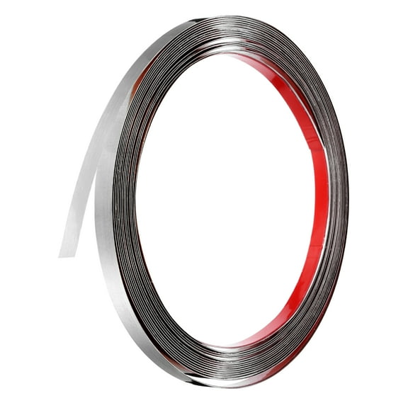 Uxcell Silver Trim Peel and Stick, 32.8ft x 0.4" Stainless Steel Mirror Finish Molding Tape Strips for Wall Cabinet Tile Edge Molding