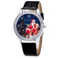 thumbnail image 1 of Worallymy Business Rhinestones Reloj de esfera redonda Reloj de pulsera de cuero Espejo de vidrio Cubierta trasera de acero inoxidable Reloj de pulsera Negro Worallymy JD735811938, 1 of 7
