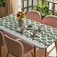 thumbnail image 3 of Sage Green Pine Leaves Table Cloths for 6 Foot Rectangle Tables, Abstract Art Geometric Gray Plaid Patio Waterproof Elastic Fitted Tablecloths, Washable Rectangular Table Cover for Camping, 3 of 8