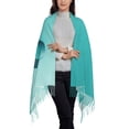 thumbnail image 2 of Lsque a Teal Ribbonin Pattern Women's Traditional Scarf Wrap Tassel Shawl Fringes Neck Head Shawl Retro Scarf, 2 of 8