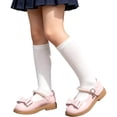 thumbnail image 3 of JAJAHO Girls Mary Jane Flats Dress Shoes Bow Pearl Pu Leather Hook And Loop Kids School Uniform Shoes Wedding Party Footwear 2-13Y, 3 of 6
