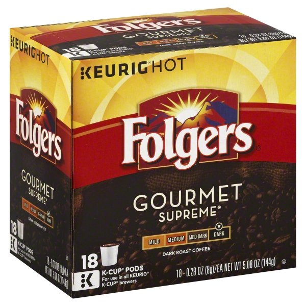 JM Smucker Folgers Keurig Hot Gourmet Supreme Coffee, 18 ea