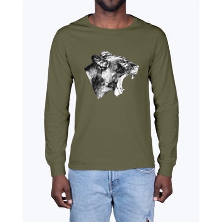 Moss Apparel Unisex Long Sleeve T-Shirt – Airlume Combed Cotton – Lioness Roar Olive M Moss Apparel Unisex Long Sleeve T-Shirt – Airlume Combed Cotton – Lioness Roar Olive M