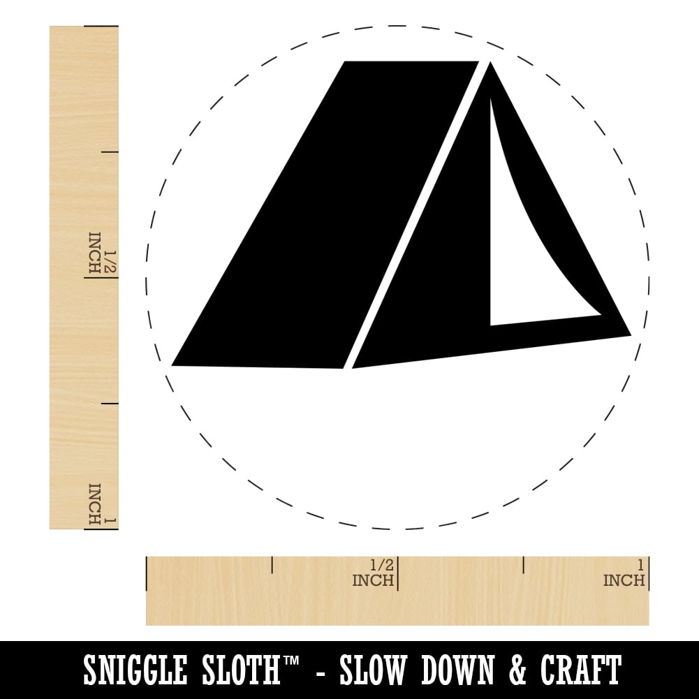 Tent Camping Self-Inking Rubber Stamp Ink Stamper - Black Ink - Medium 1 Inch