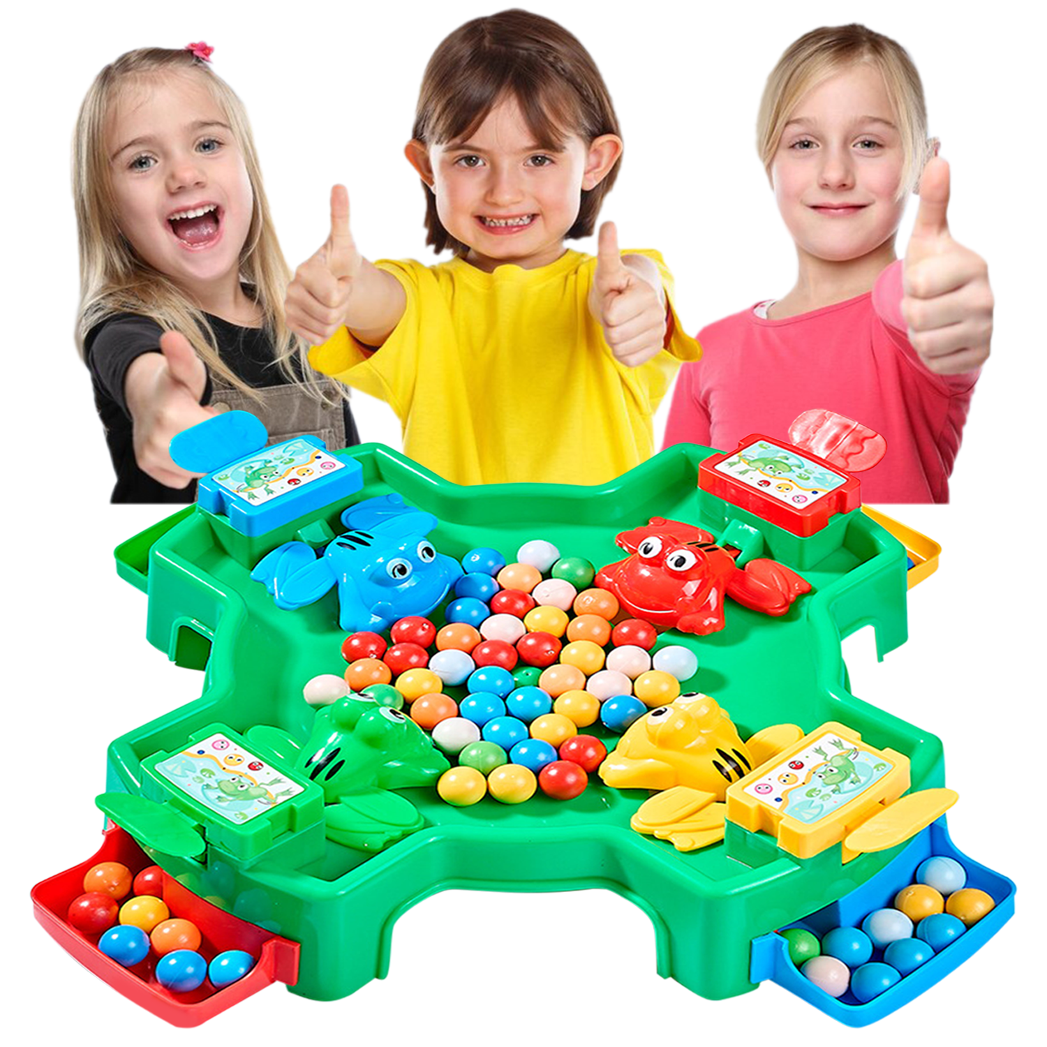 Hungry Frogs Game - Fast-Pressed Catch & Snap Fun For Kids 4+, 2-4 Players, Includes Frogs, Balls & Dice