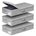 thumbnail image 2 of Under Bed Storage Containers 3 Pcs Large Blanket Clothes Storage Bag Long Flat Firm Sides Underbed Organization And Storage w/ 3 Handles and Lid For Comforter Toy Closet 31.1*15.7*6 inch Tall, 2 of 6