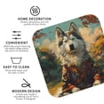thumbnail image 3 of Lsque Forest Maple Leaf Husky Pattern 4" Drink Coasters Set of 4, PVC Leather Absorbent Coasters, Table Coaster Set Decorative Coffee Cup Coasters Housewarming Gift -Square, 3 of 6