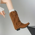 thumbnail image 5 of Mostsola Fold Over Cowboy Boots for Women Mid Calf Square Toe Chunky Heel Slouchy Suede Boots, 5 of 6