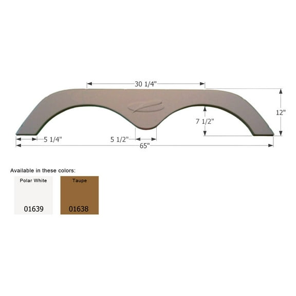 Icon Technologies 01638 - FS775 65"L x 12"H (7-1/2" Arch Heigh) Taupe Tandem Fender Skirt for R-Vision Travel Trailer Model