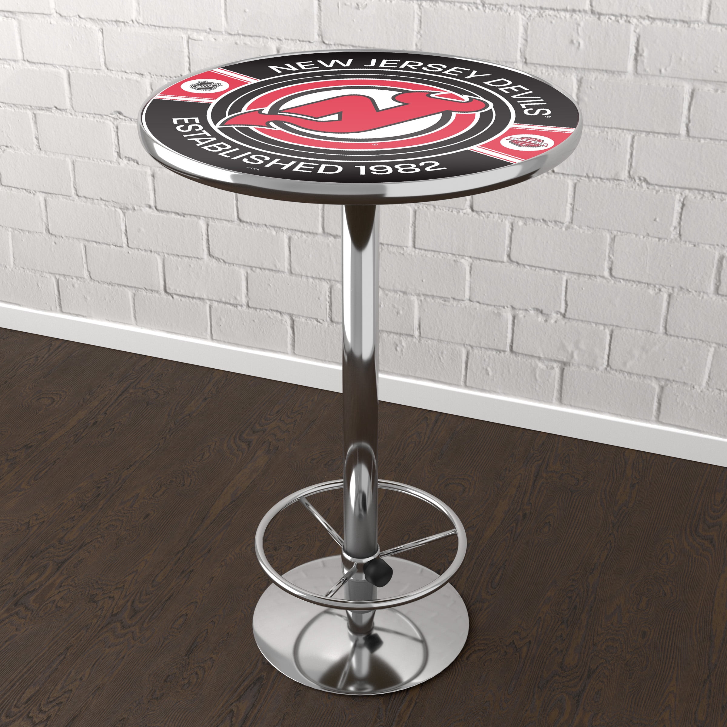 New Jersey Devils Patch Bar Table with Adjustable Footrest and Acrylic Top