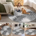thumbnail image 5 of Round Area Rugs 3.3Ft, Grey Palm Leaves Washable Rug for Nursery, Home Office, Reading Room. Summer Botanical Tropical Leaf Non Slip Area Rugs Low Pile Carpet for Home Decor, 5 of 8
