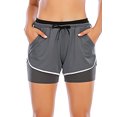 thumbnail image 2 of YouLoveIt Women's Yoga Shorts 2-in-1 Sports Yoga Shorts Double-layer High Waist Workout Yoga Shorts Pants Elastic Waistband Summe Beach Shorts Athletic Sweatpants with Pockets, 2 of 7