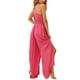 thumbnail image 5 of VISgogo - Mono largo de verano para mujer, color sólido, sin mangas, cuello en V profundo, pierna ancha VISgogo  moda, 5 of 7