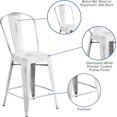 thumbnail image 5 of YYEAN  24" Indoor-Outdoor Counter Stool - Metal Stool with Distressed Black Finish - Vertical Slat Back - Integrated Footrest- White, 5 of 18