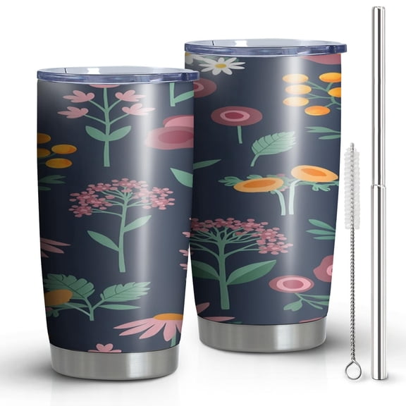 Tumbler with Lid and Straw, Mushroom 20 oz Thermal Insulated Coffee Mug for Hot Tea Beverage Water Bottle Gift for Family Boyfriend Fathers Husband