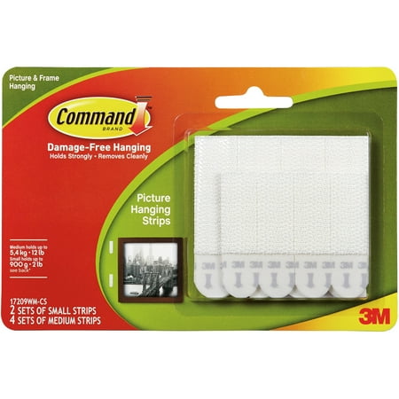 Command Picture Hanging Strips Value Pack, 2 Sets of Small Strips, 4 Sets of Medium Strips