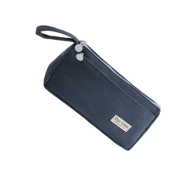 RUISINERY Corduroy Pencil Case Double Layered Pen Case 2 Compartments Pen Pouches Large Capacity Pencil Bag Travel Cosmetics Bag