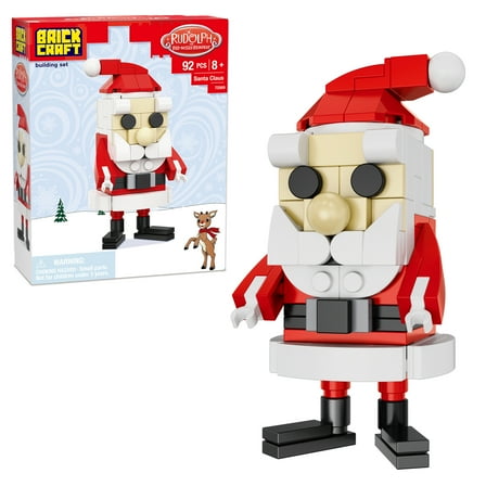 Brickcraft Rudolph the Red-Nosed Reindeer Santa Claus Brick Building Kit (92-Piece Set), Christmas Decoration, Collectible Holiday Figure, Nostalgic Gift