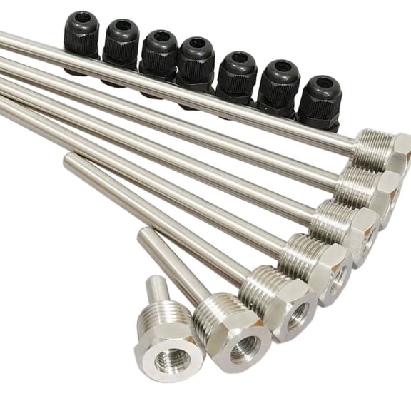 2Pcs Stainless Steel Temperature Sensor Screw-In Thread G 1/2\\\" Thermowell Solar Accessories 8Mmx30/50/100/150/200/250/300Mm