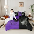 thumbnail image 5 of Feelyou Tribal Butterfly Animal Bedding Comforter Set, Psychedelic Stars Galaxy Twin Comforter Sets, Black Purple Reversible Bedding Set, Breathable Home Decor, 2 Pieces, 5 of 9