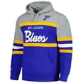 thumbnail image 2 of Men's Mitchell & Ness Blue/Gray St. Louis Blues Head Coach Pullover Hoodie, 2 of 4