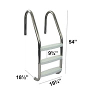 Aqua Select Stainless Steel Inground Swimming Pool 3 Step Ladder with Plastic Steps