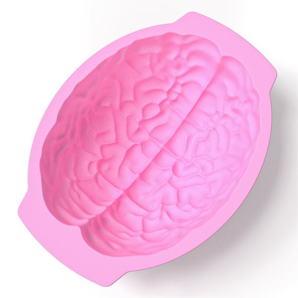 Moldes de gelatina de cerebro rosa, Molde de silicona en forma de cerebro, Herramienta para hornear pasteles, Moldes de gelatina de Halloween en forma de cerebro, Bandeja de hielo de chocolate y jabón