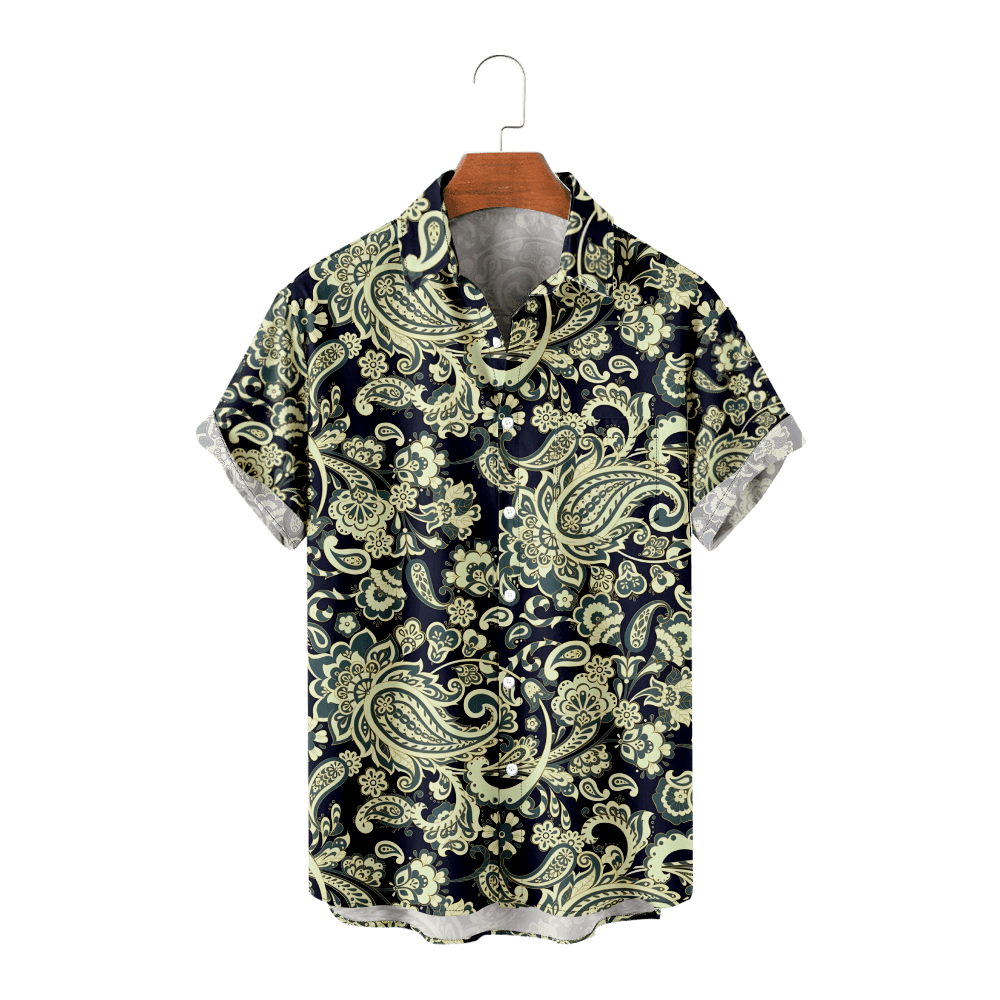 Short Sleeve Shirt Paisley Tribal Stylish Classics Animation Paint