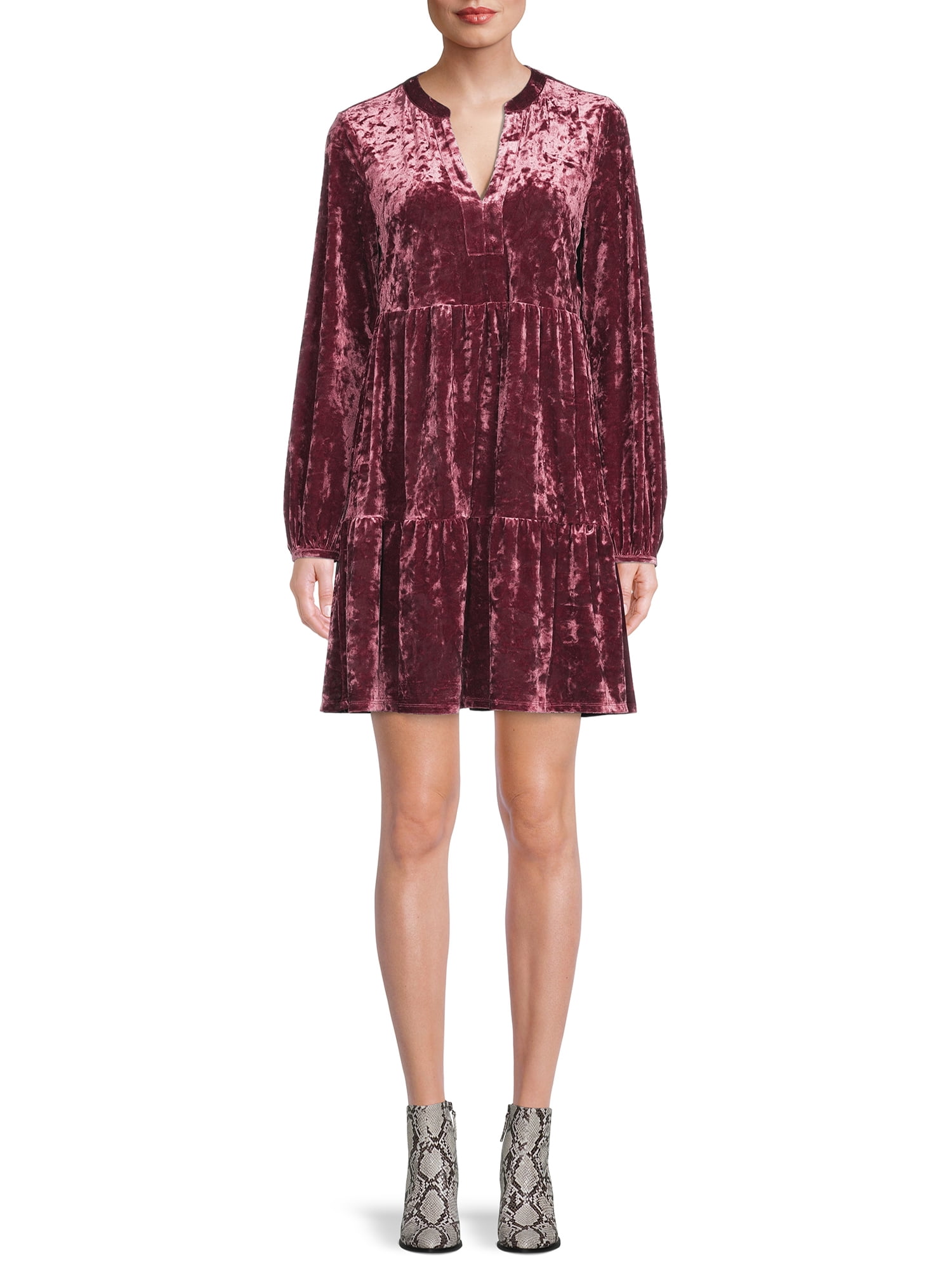 The Get Women's Velvet Tiered Dress - Walmart.com