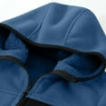 thumbnail image 7 of Kids Fall Winter Jackets Hooded Front Zip Print Patchwork Fleece Liner Outwear Thermal Casual Coat With Pockets (13 Years, Dark Blue), 7 of 7