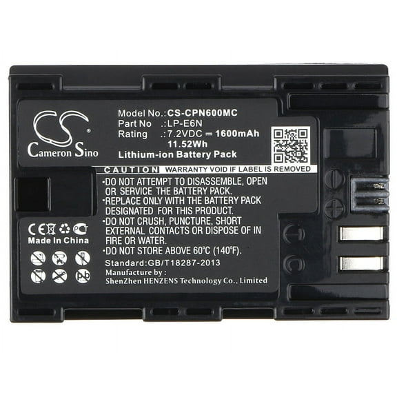 Battery for Canon 5DS R 60D 60Da 6D 7D 70D R5 EOSR6 LP-E6N 1600mAh Fully Decoded