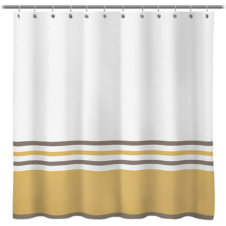 Compuye Design Striped Fabric Shower, Shower Curtains Dark Brown