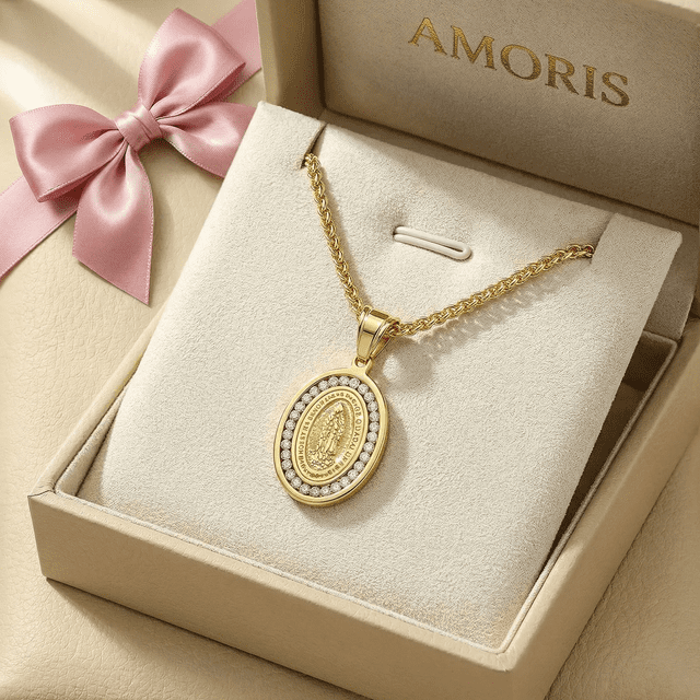 Collar De La Virgen En Oro Con Perlas Sobre Plata Pura Reglo Xtellar dorado
