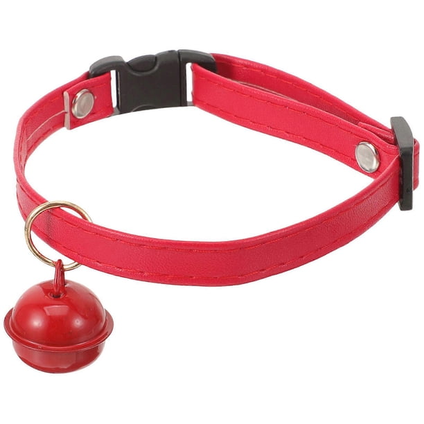 Adjustable Red Pet Collar with Bell for Cats and Puppies Made of Microfiber for Comfortable Use