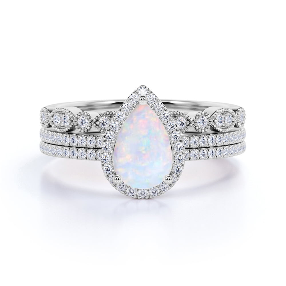 1.20Ct Round Cut Fire Opal 14K Rose Gold Over Engagement Wedding Vintage Ring 