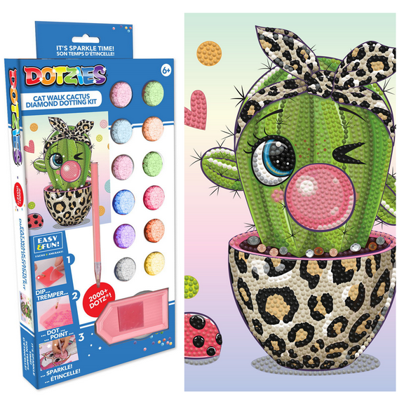 Diamond Dotz Dotzies Cat Walk Cactus Plant Diamond Painting Kits for Kids - Diamond Art Kits a Relaxing Creative Craft Kit with Dotz Gems 9.1"x9.1"