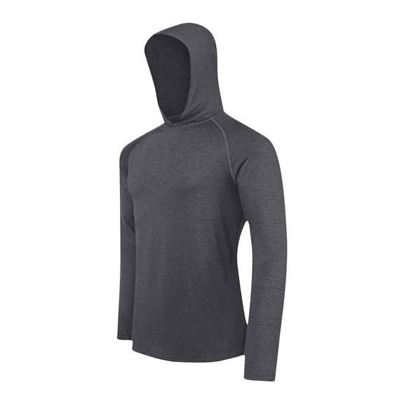 Dagegui Sun Protection Mens Long Sleeve Hoodie Shirt UV Quick Dry Gym Shirts Muscle Tee Lightweight UPF 50 Running Workout Fitness T-Shirt Tops Dark Gray S